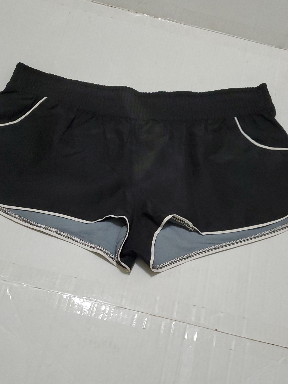 Op Y2K Retro Black White Piping Low Rise Swim Shorts M